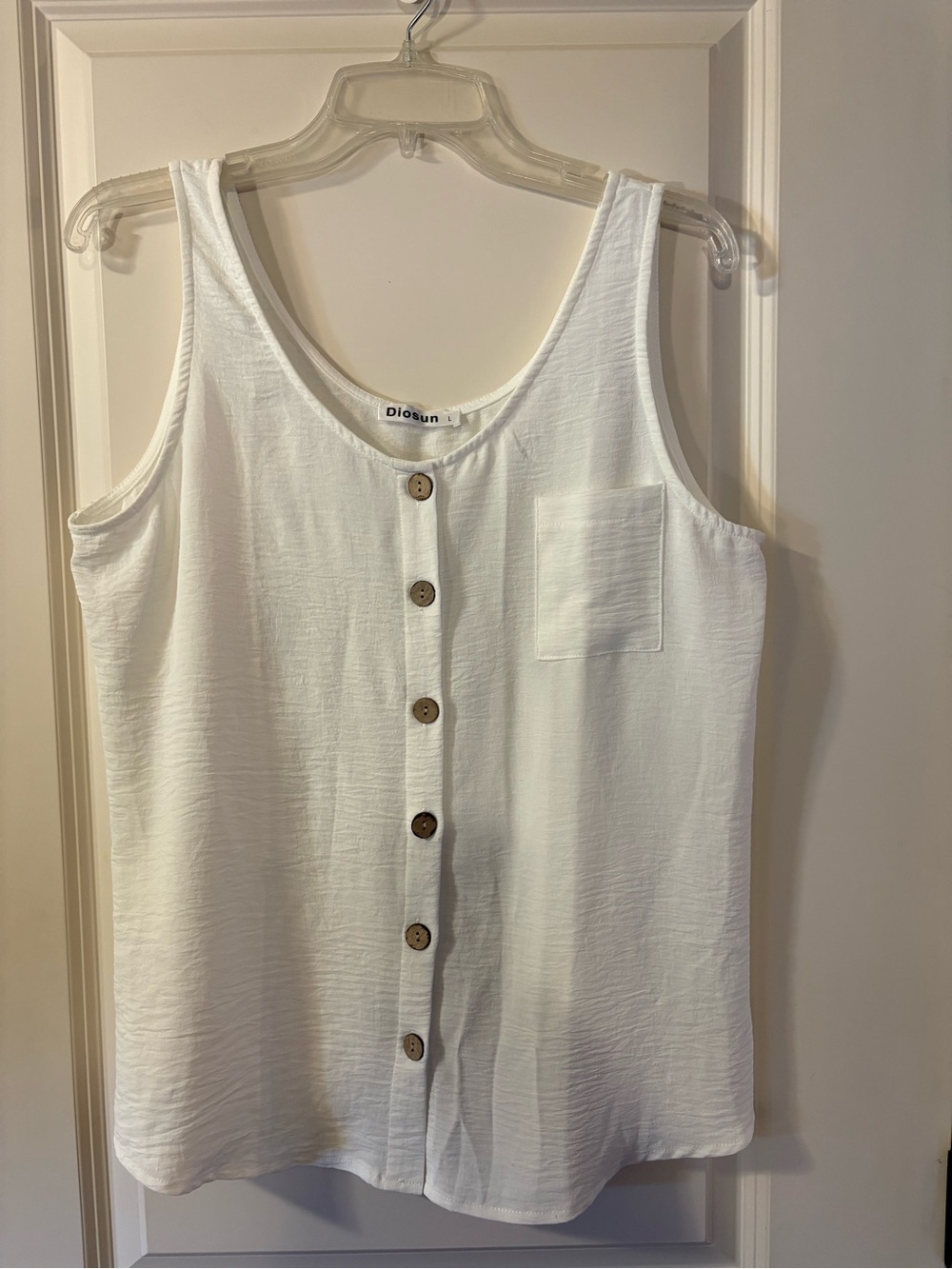 White Button-Front Sleeveless Tank